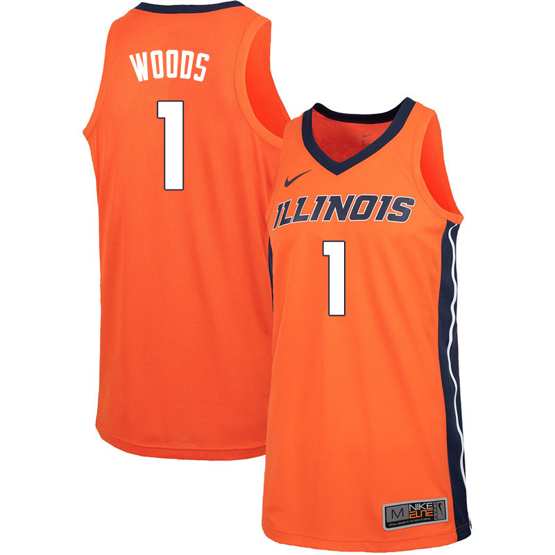 Men #1 Ray Woods Illinois Fighting Illini College Basketball Jerseys Sale-Orange